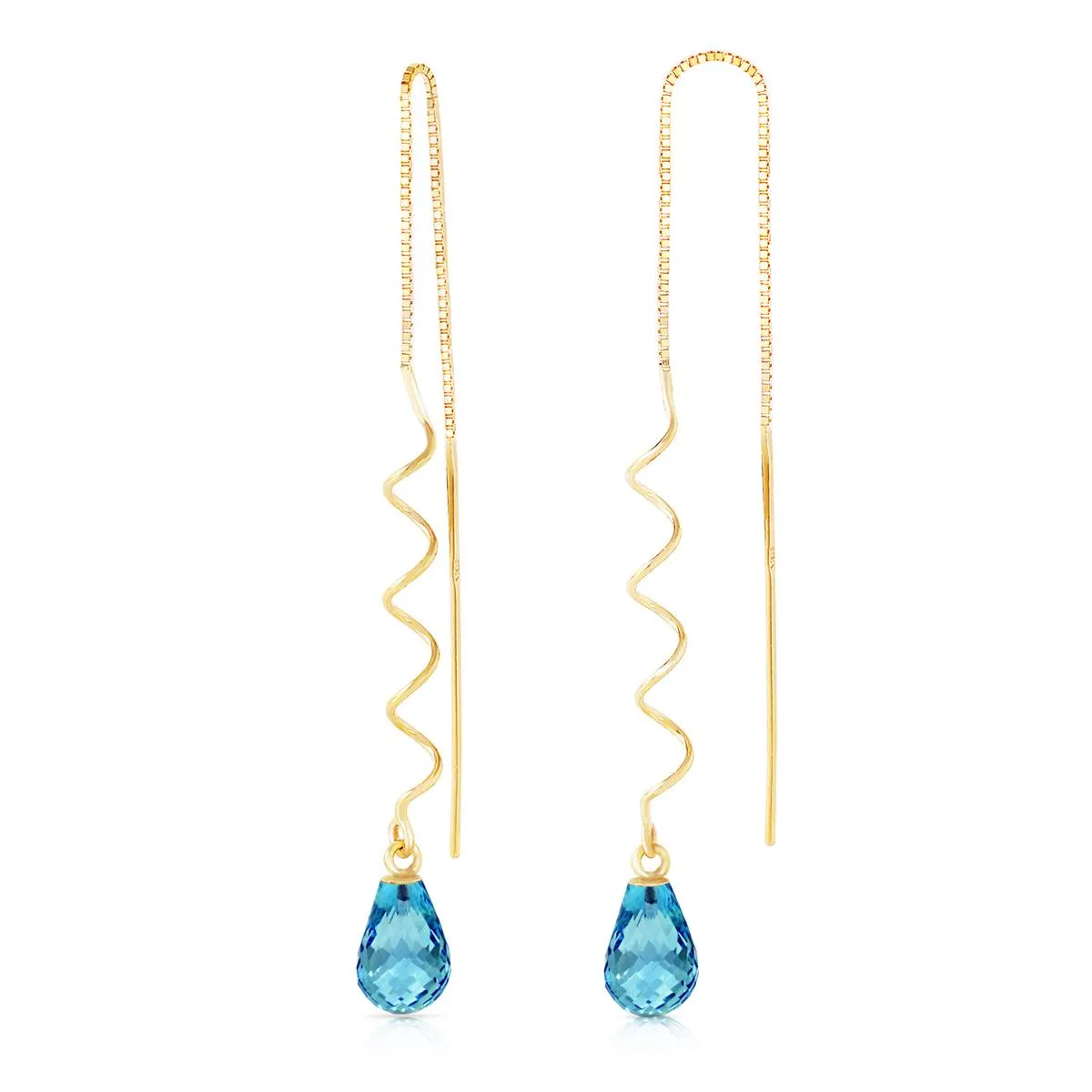 4.5 Carat 14K Solid Yellow Gold Surely Recognizable Blue Topaz Earrings