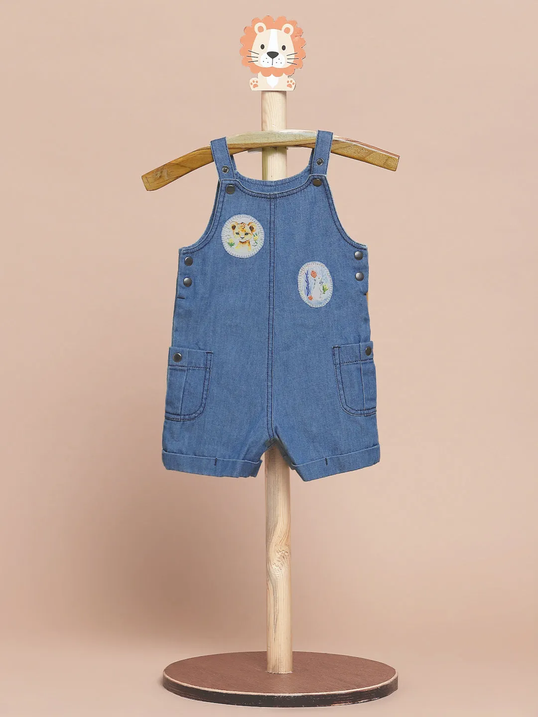 Applique Denim Dungaree - Dark Indigo