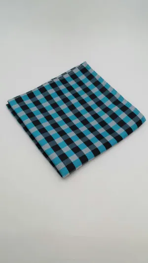 Aqua & Black Pocket Square