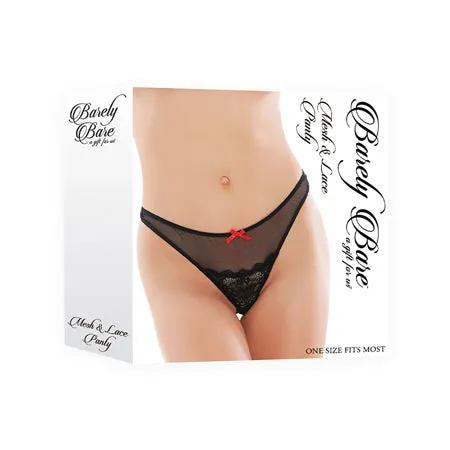 Barely BareMesh & Lace Panty Black O/S