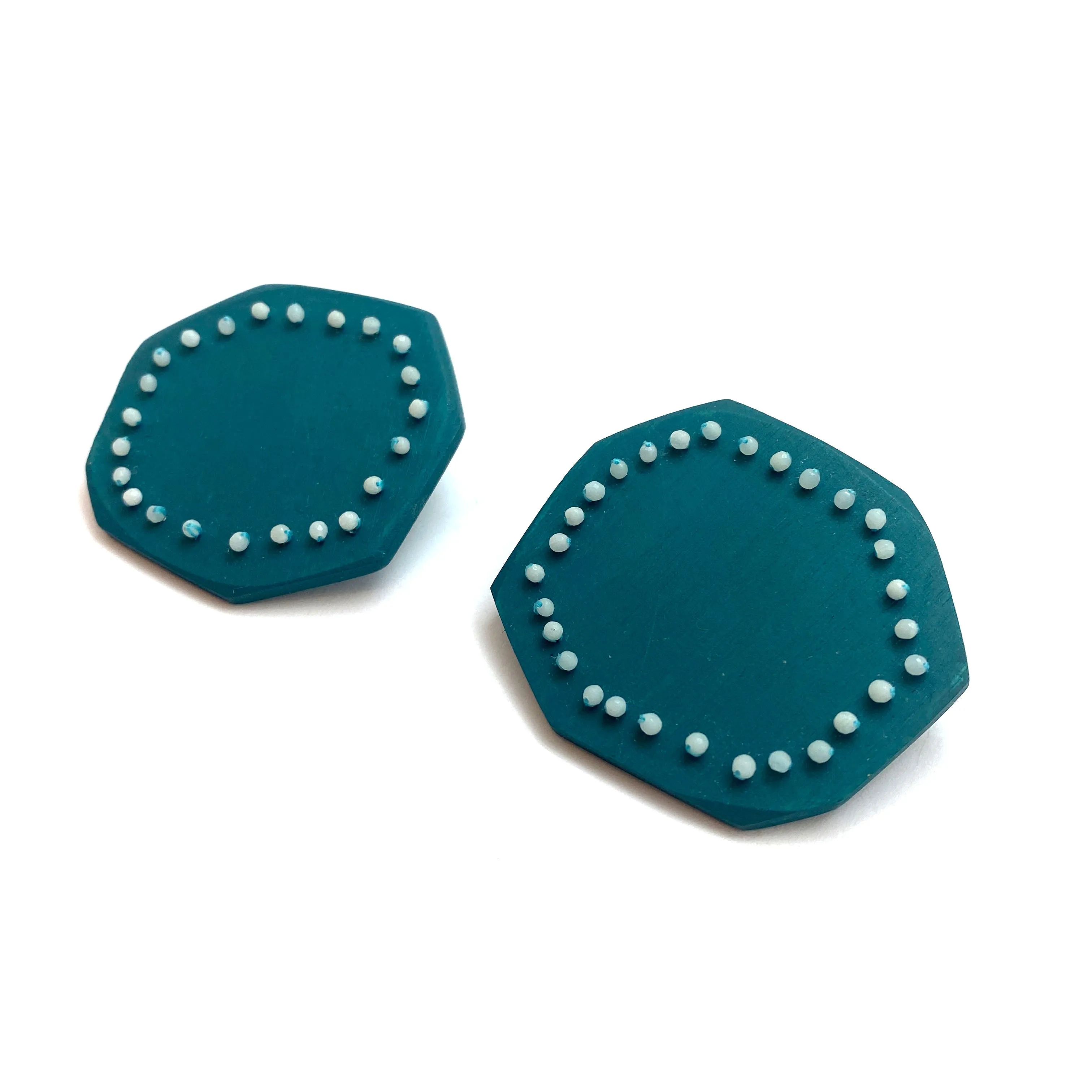 Beaded Paddle Studs - Teal