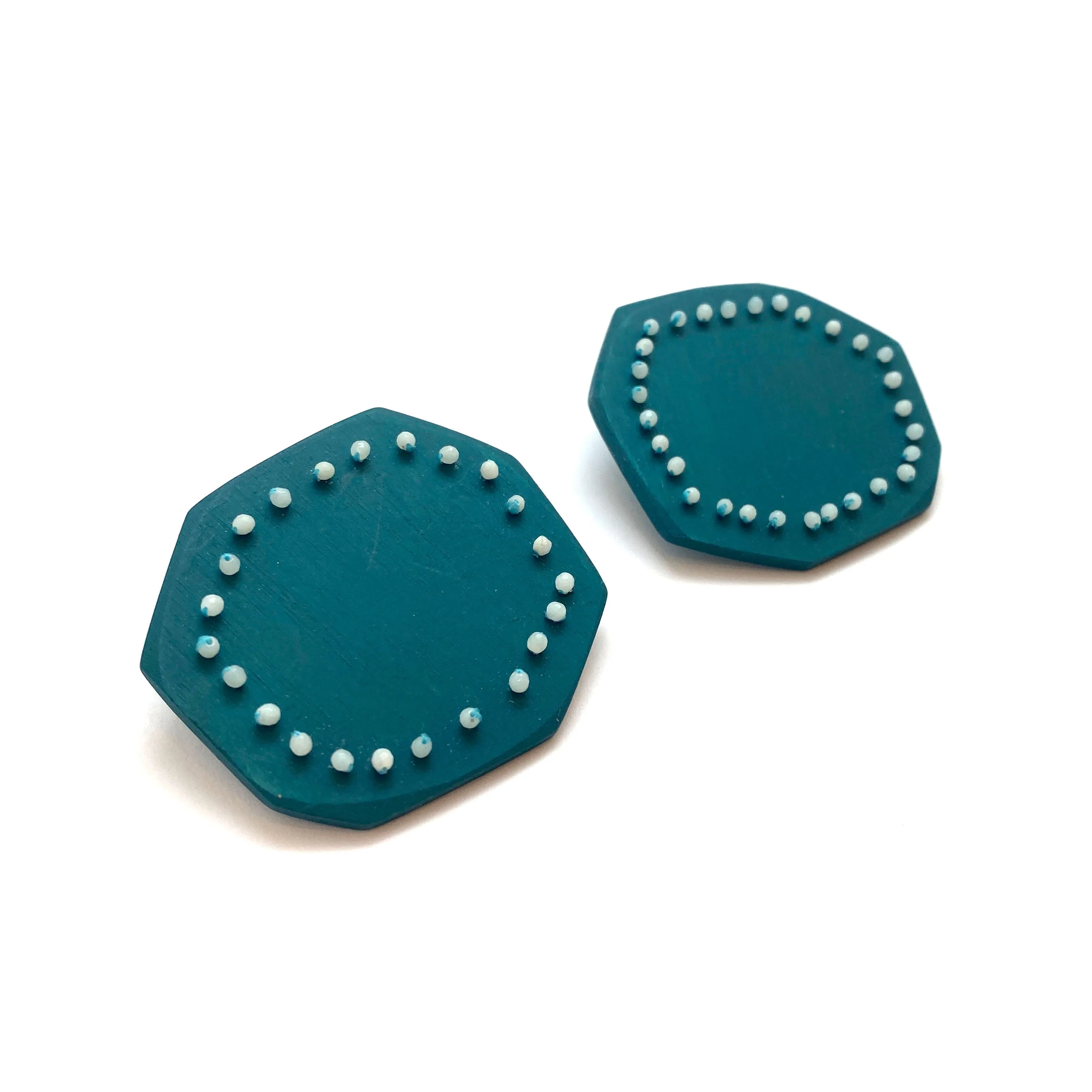 Beaded Paddle Studs - Teal