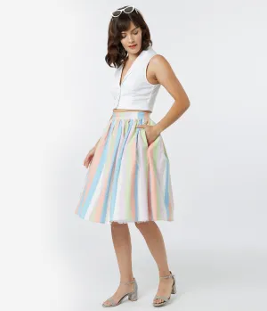 Bettie Page 1950s Sorbet Striped Ellie Swing Skirt