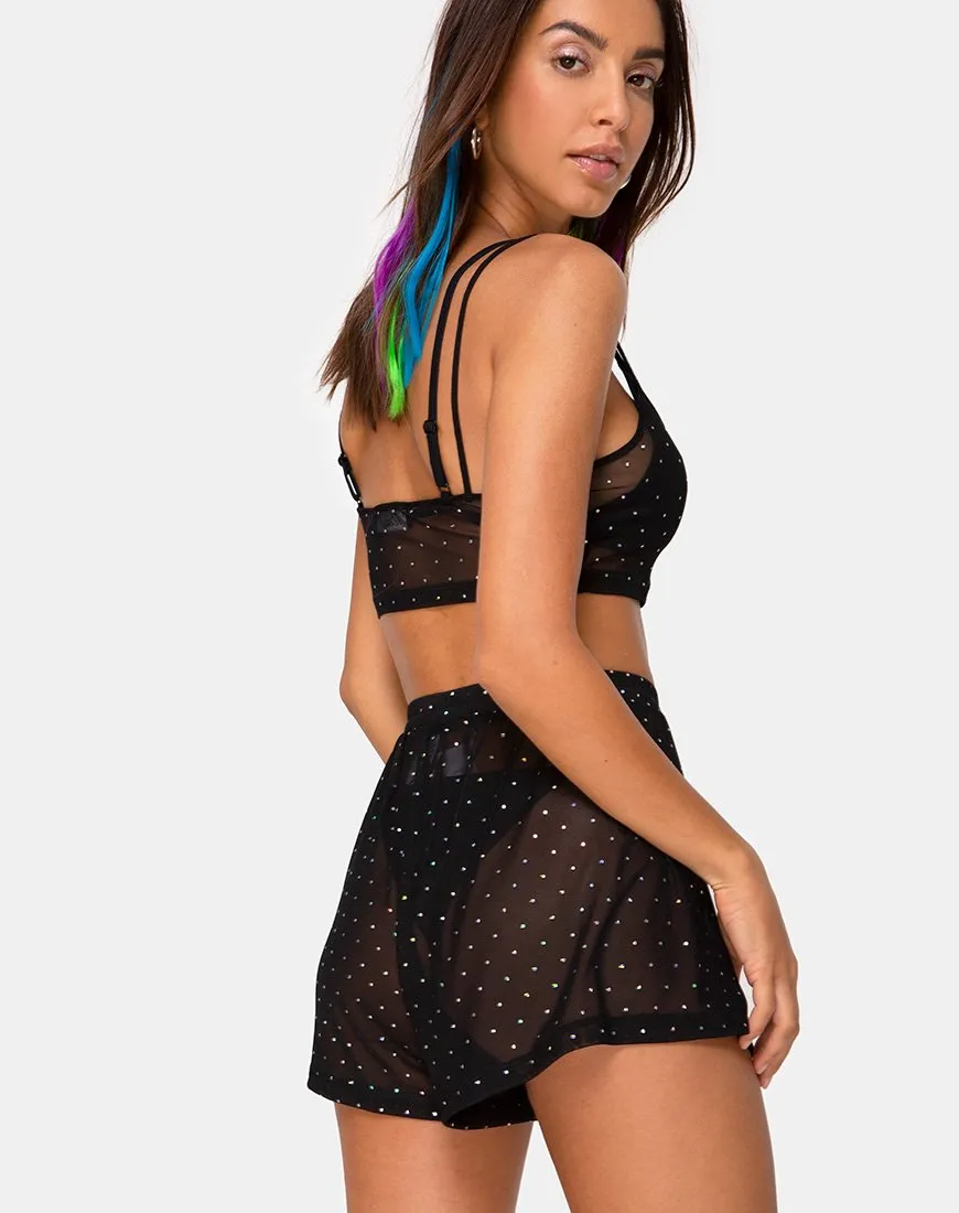 Boris Short in Crystal Net Black