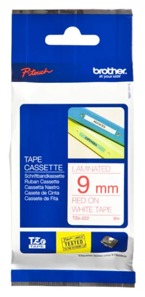 Brother Laminated Tape Tze-222 - Red On White