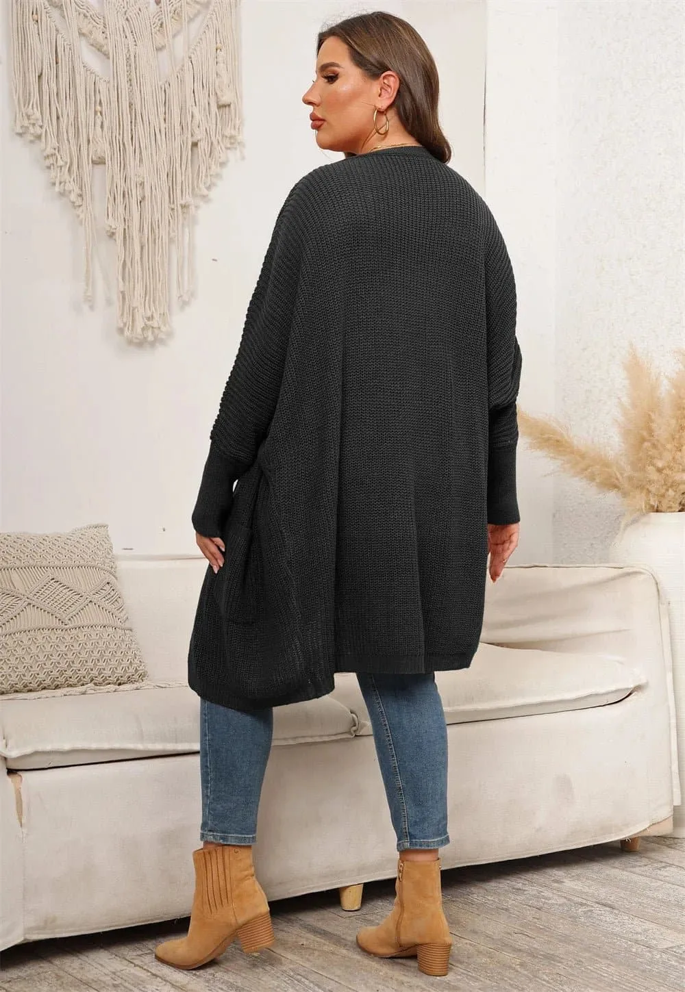 Casual Long Knitted Cardigan with Pockets - Stylish and Warm