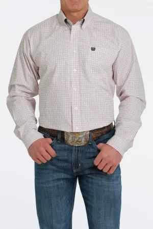 Cinch Mens Plaid Buttoned Down Western L/S Shirt - White - MTW1105549