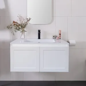 CLOVER 750mm Wall Hung Bathroom Vanity   Ceramic Top