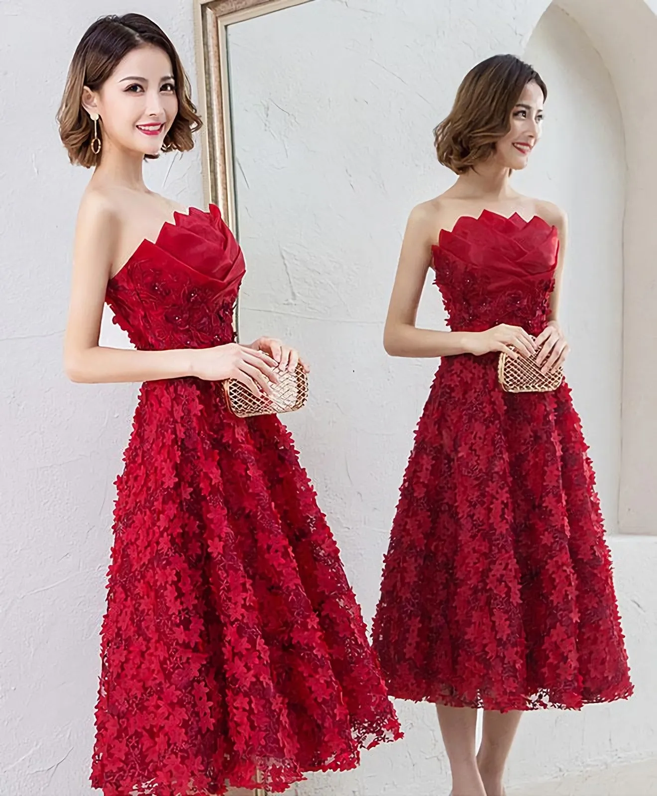 Cute Burgundy Short Prom Dress Evening Dress