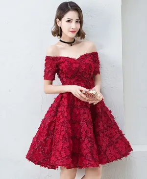 Cute Burgundy Short Prom Dress Evening Dress