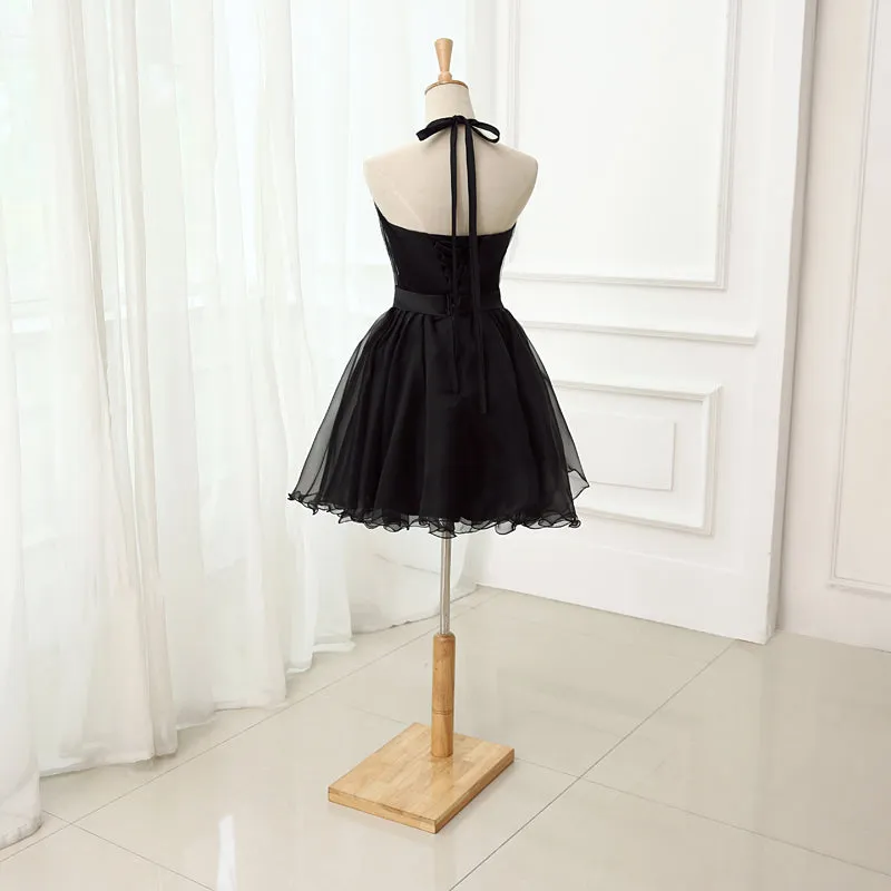 Cute Little Black Short Halter Short 2025 Prom Dresses