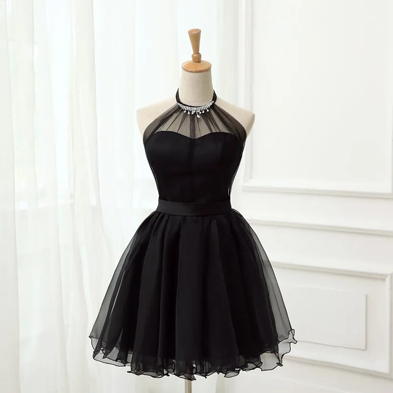 Cute Little Black Short Halter Short 2025 Prom Dresses