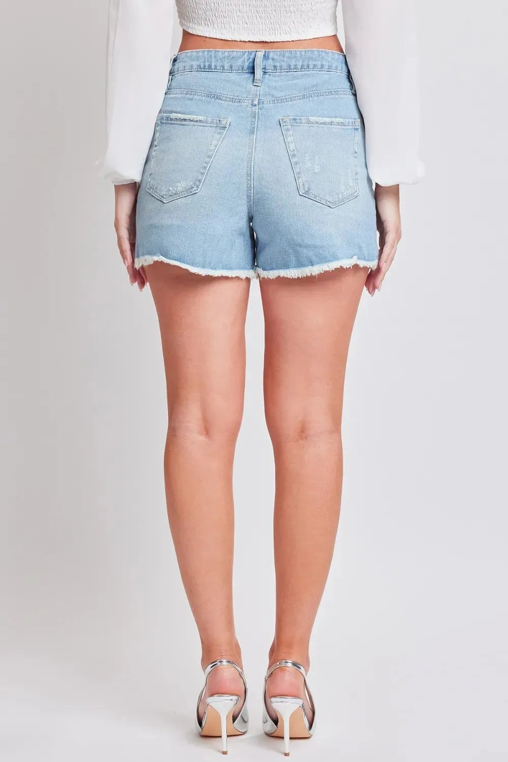 Distressed Frayed Hem Denim Shorts