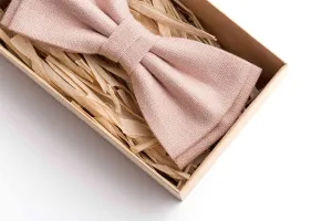 Dusty Pink Linen Bow Tie