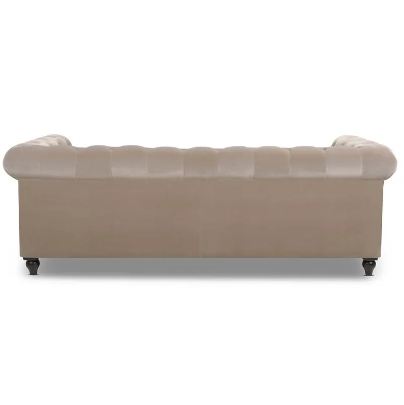 Hendrix Solid Wood 3 Seater Fabric Chesterfield Sofa for Living - Beige