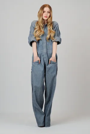 Herringbone Denim Coveralls L