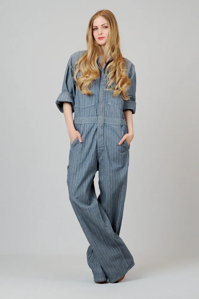 Herringbone Denim Coveralls L