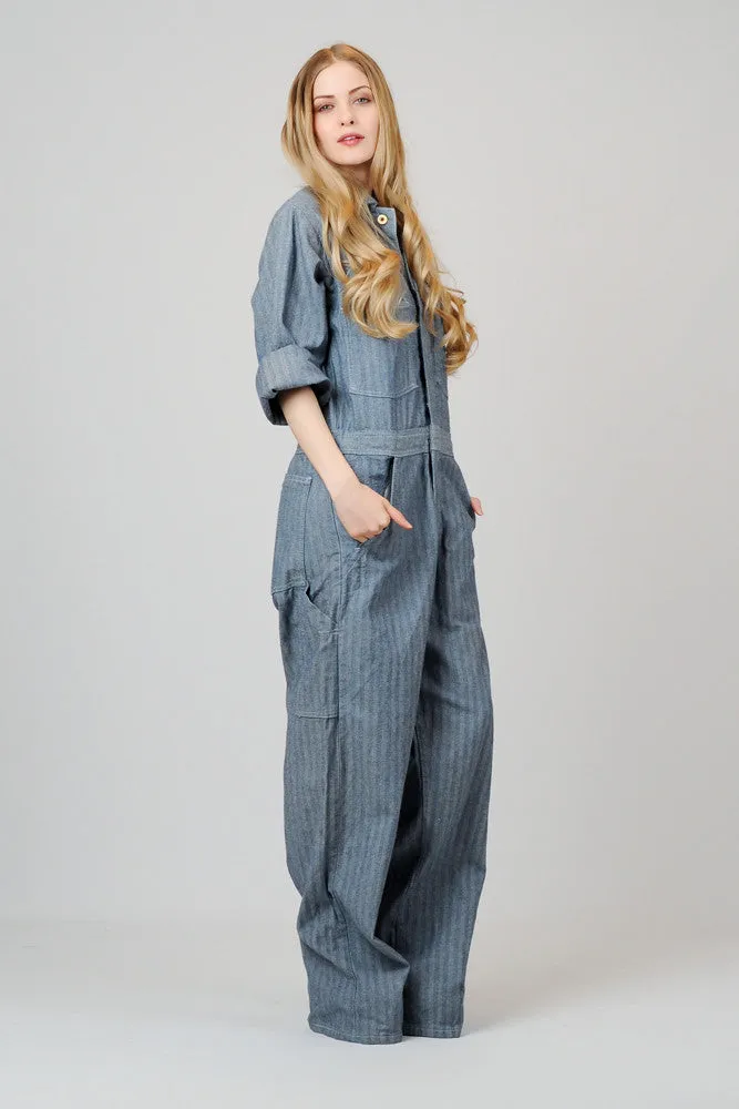 Herringbone Denim Coveralls L