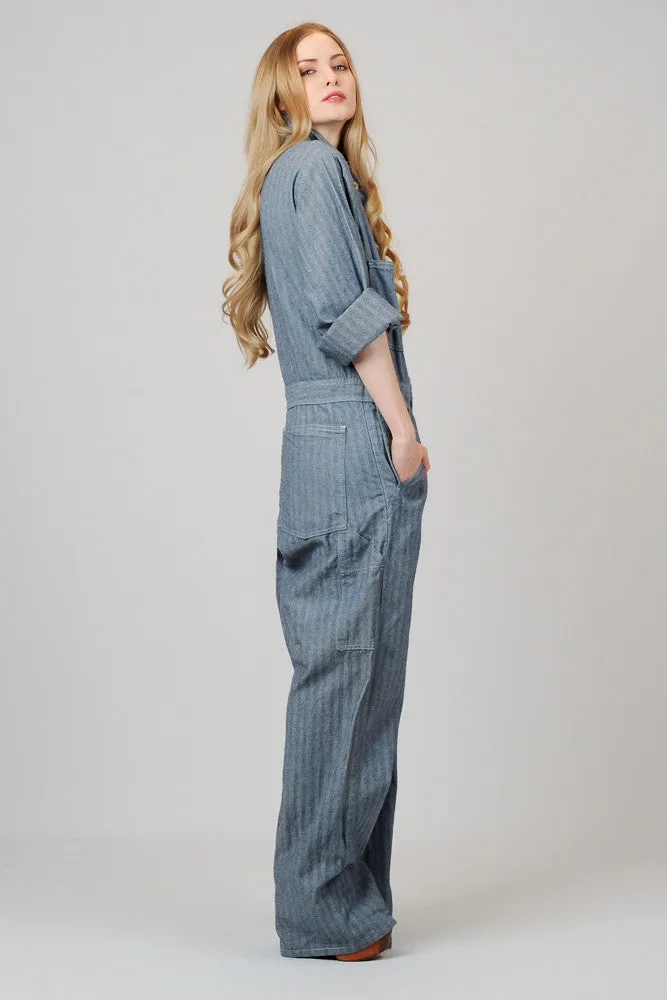 Herringbone Denim Coveralls L