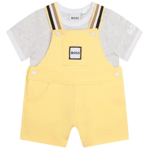 Hugo Boss Baby Boys Yellow Overalls Ensemble