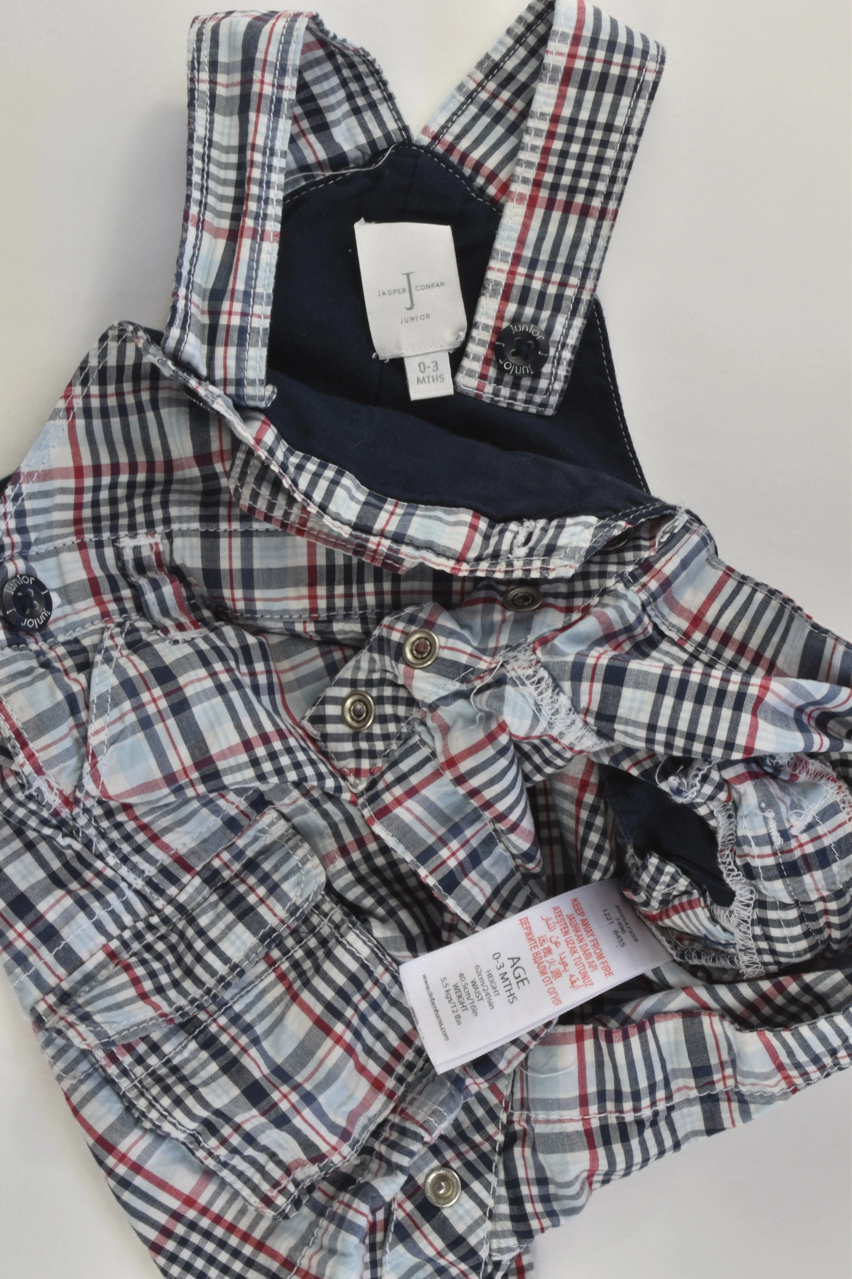 Jasper Conran Junior Size 000 (0-3 months, 62 cm) Lightweight Checked Short Overalls