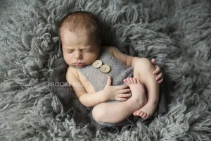 Light Gray Mohair Button Overalls Pants