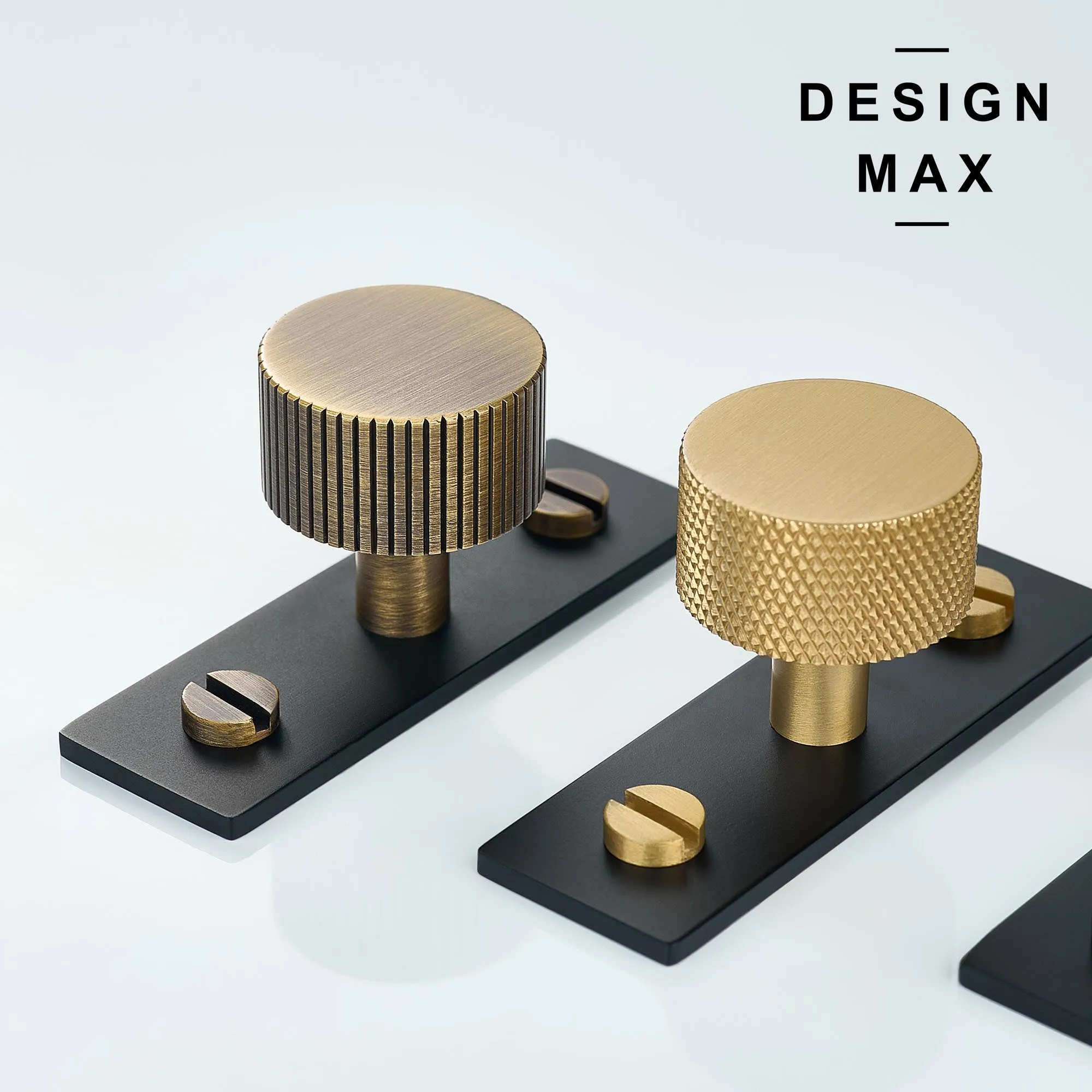 Linear Stealth Solid Brass Cabinet Knob With Backplate