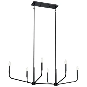 Madden 45" 6-Light Linear Chandelier, Black Finish