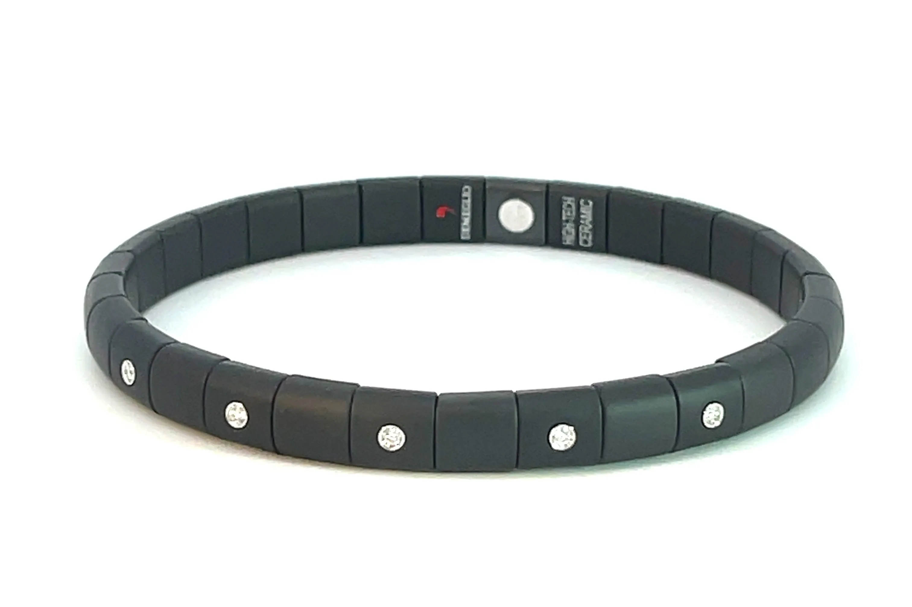 Matte Black Ceramic and Diamond Stretch Bracelet