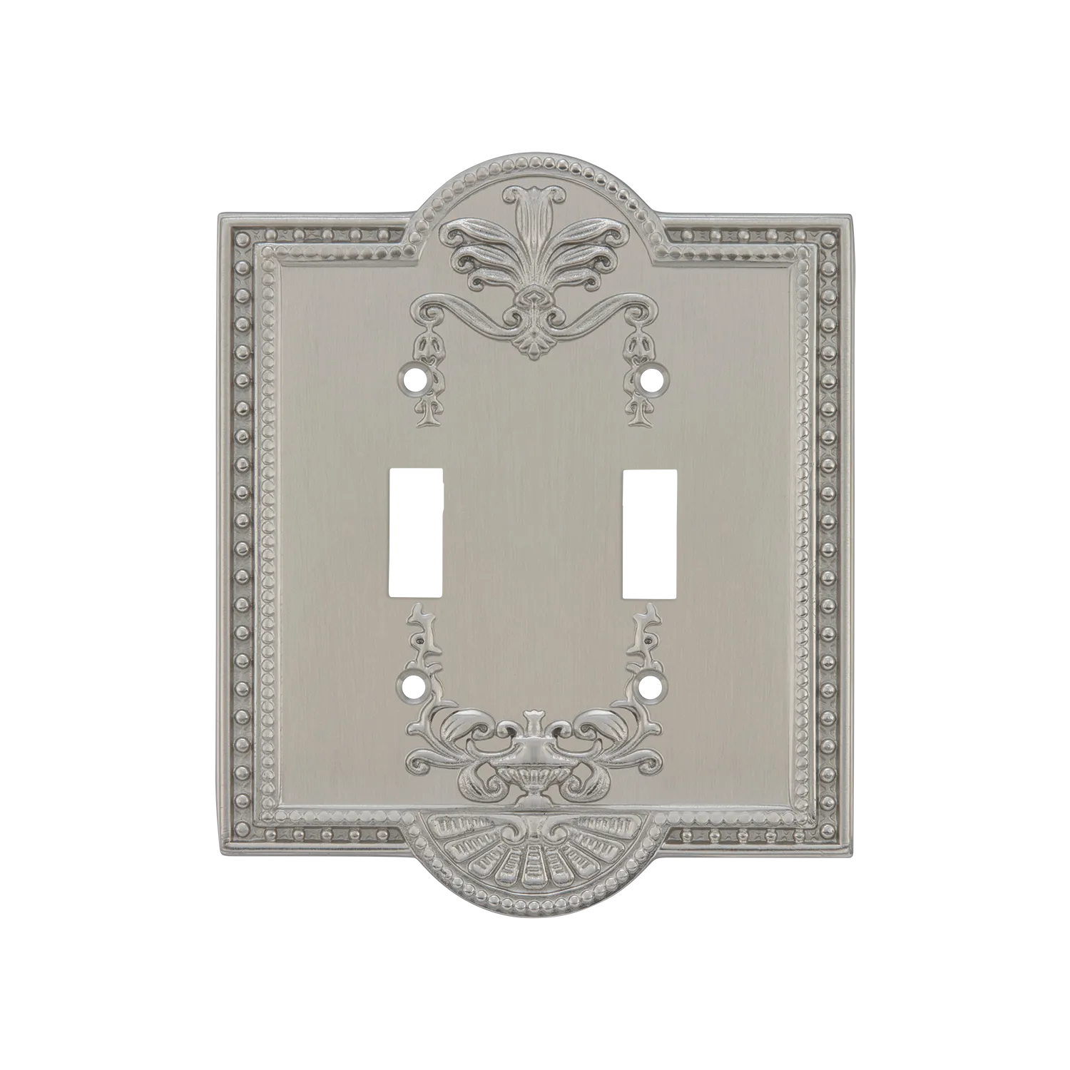 Meadows Switch Plate with Double Toggle in Satin Nickel