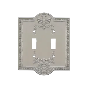 Meadows Switch Plate with Double Toggle in Satin Nickel