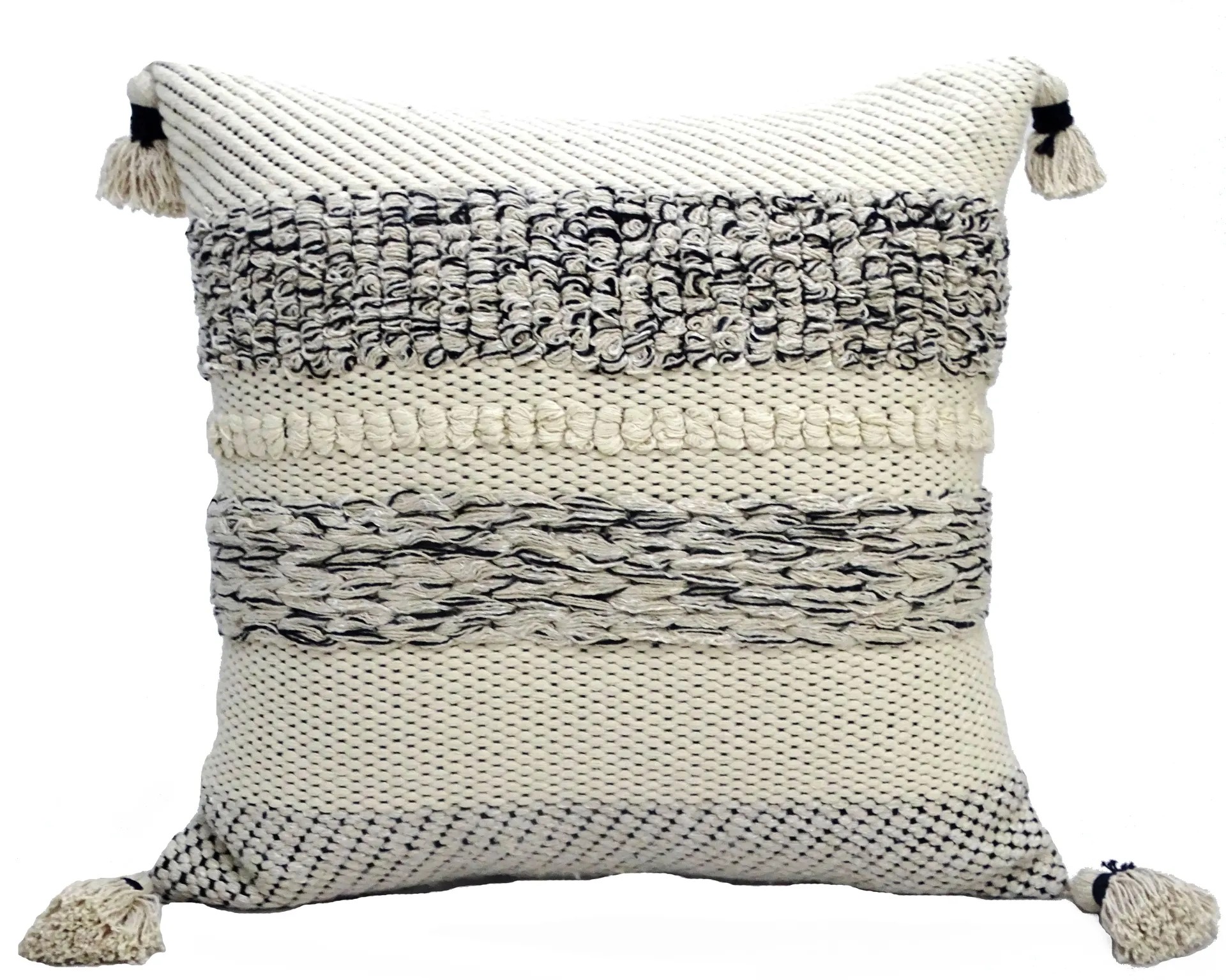 Modern 22" X 22" Throw Pillow for couch with Tassels