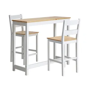 Oikiture 3PCS Bar Table Set 2 Stools Chairs Kitchen Dining Breakfast Cafe Tables