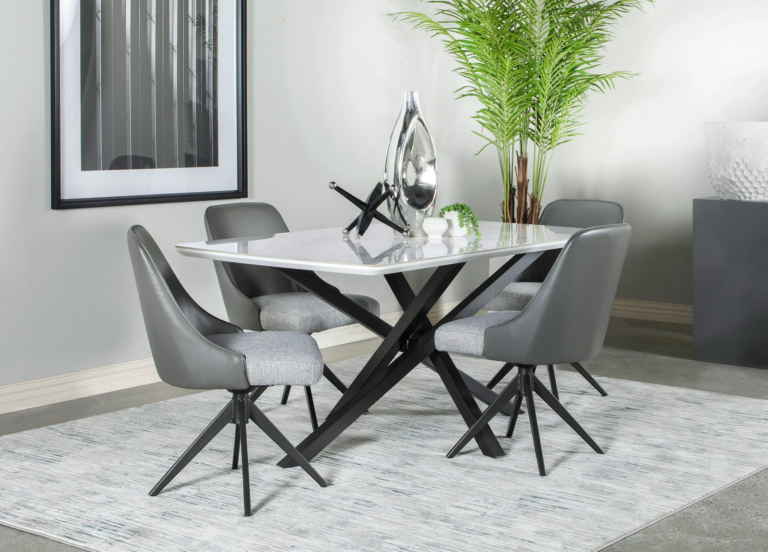 Paulita 5-piece Rectangular Dining Set White and Grey