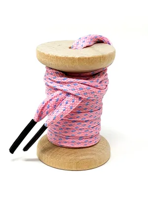 Pink & Light Blue Flat Ticked Athletic Golf Laces