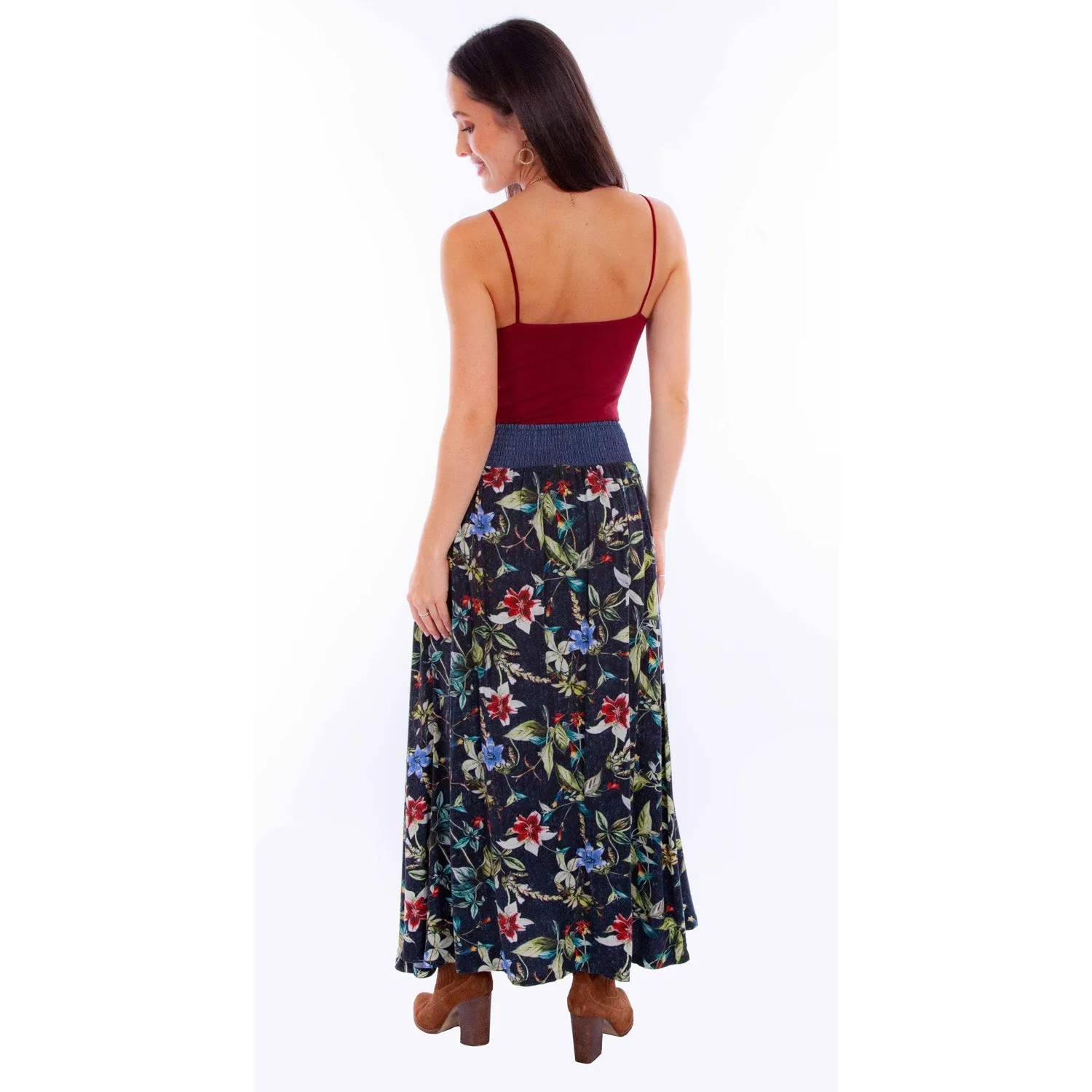 Scully Womens Tropical Floral Wrap Black 100% Rayon Skirt M