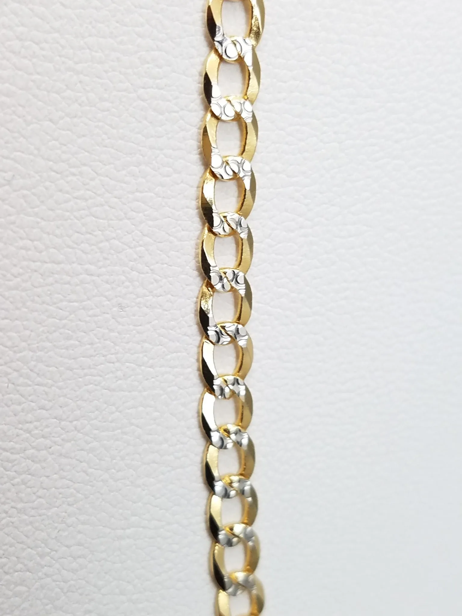 Shimmering 16" Solid 14k Two Tone Gold Curb Link Chain Necklace