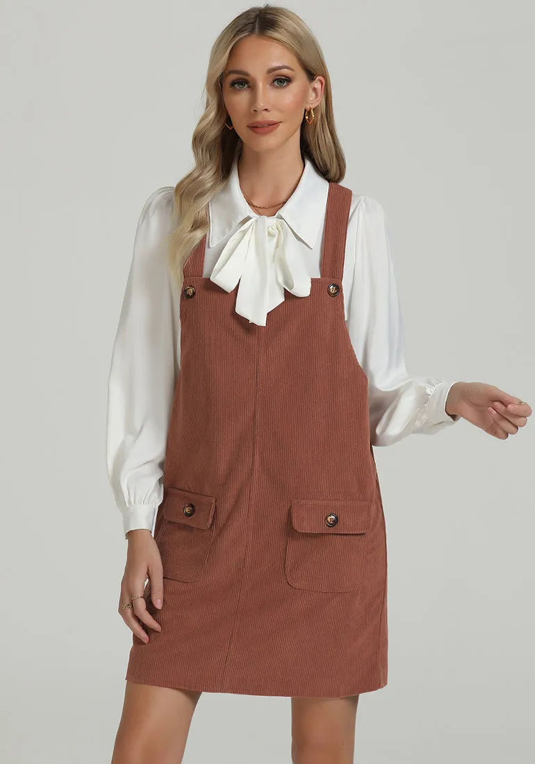 Sierra Women's Fashion Adjustable Straps Corduroy Overalls Pinafore Short Dresses