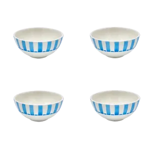 Small Light Blue Stripes Bowls (Set of 4)