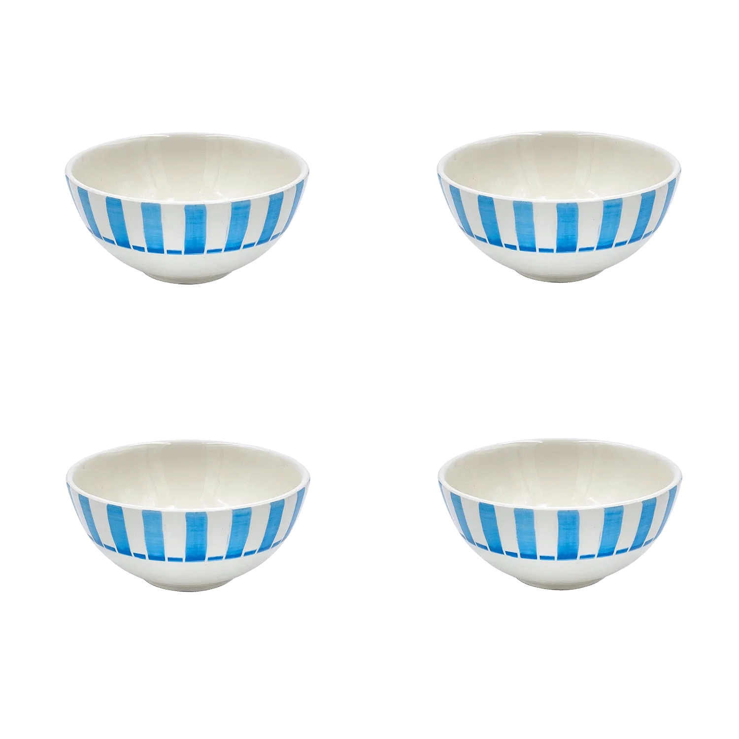 Small Light Blue Stripes Bowls (Set of 4)