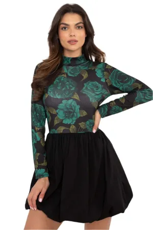 TEEK - Floral Half Turtleneck Top Dress