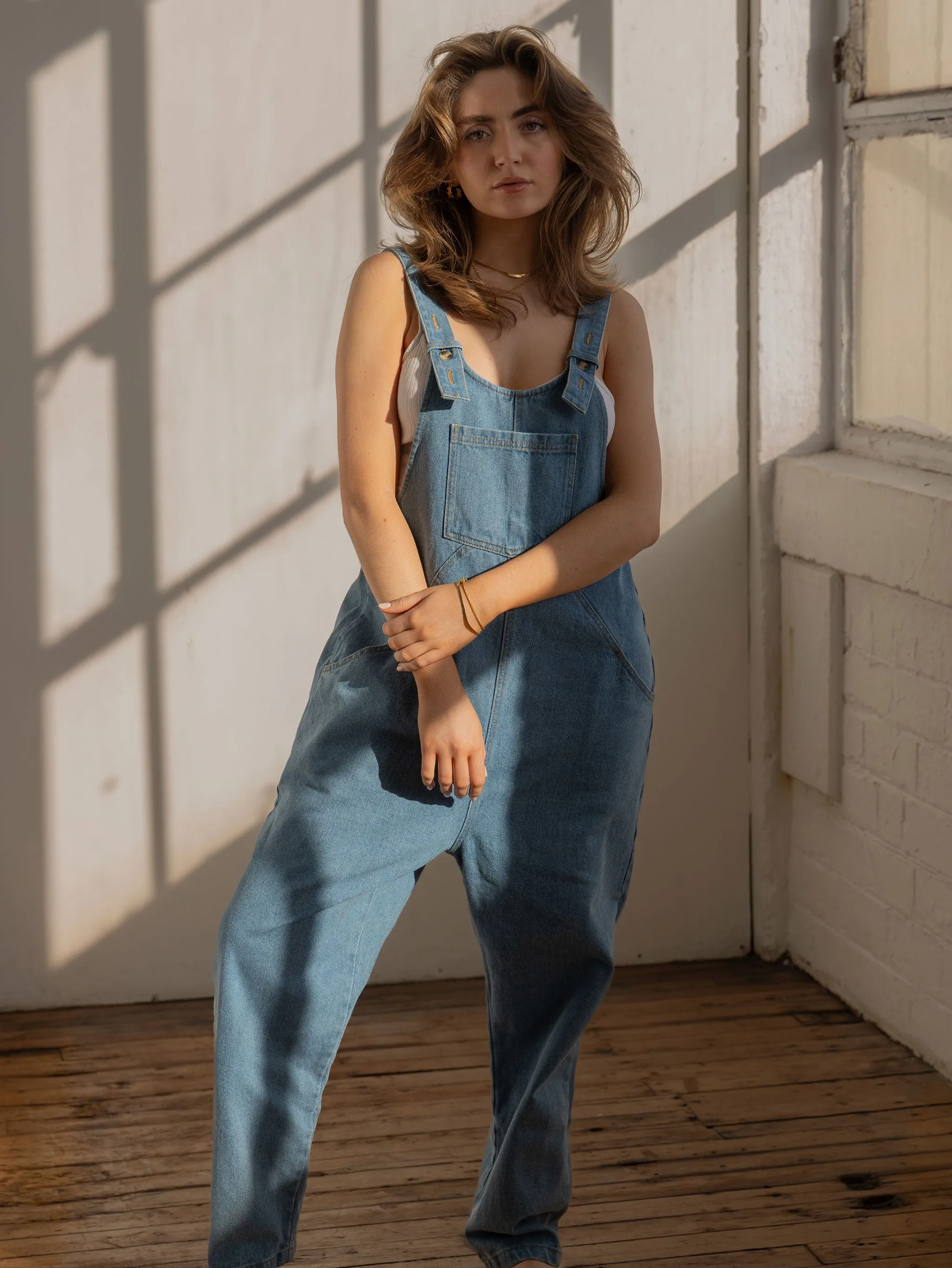 The Oversized Denim Dungaree -  Women's