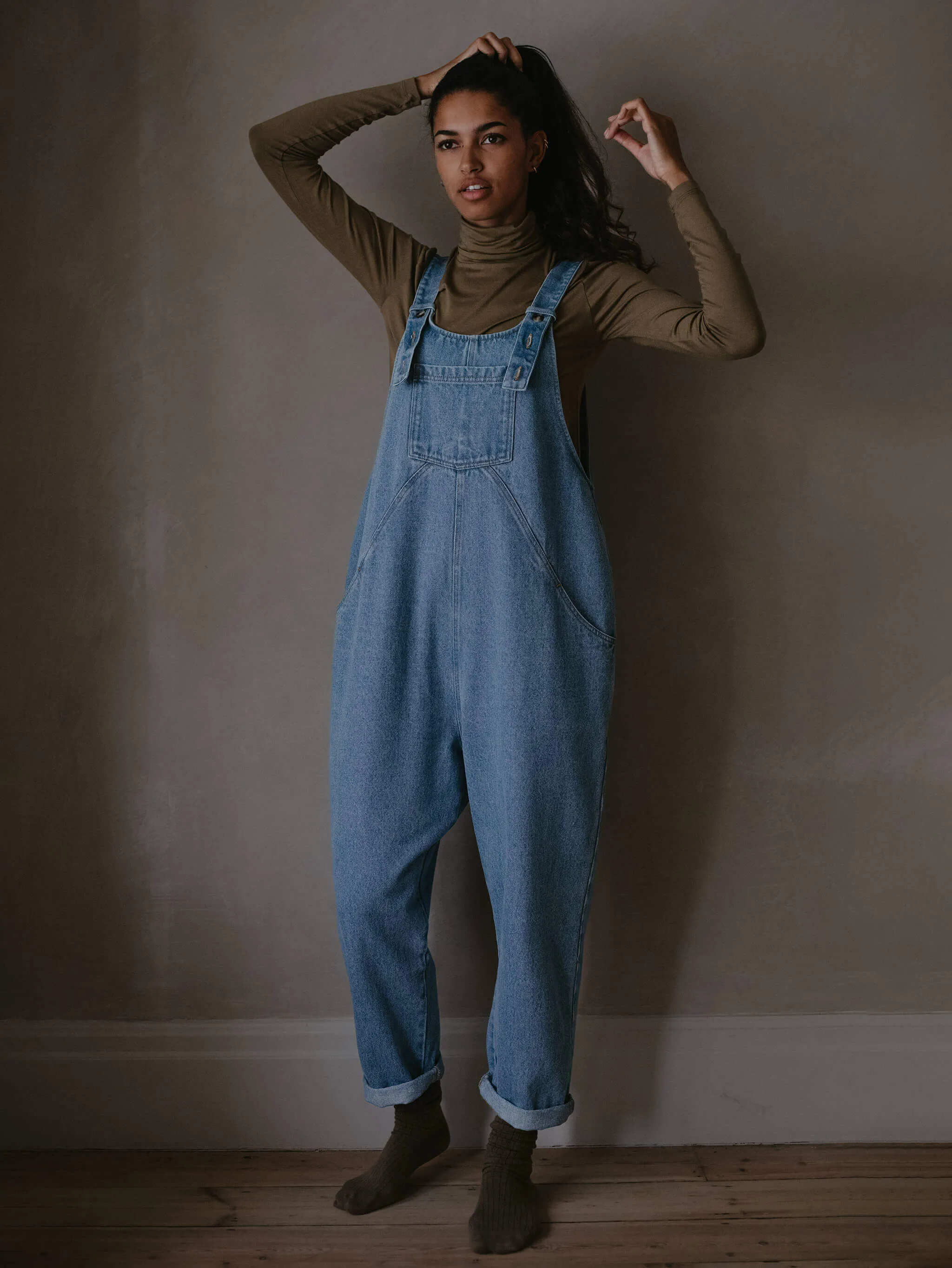 The Oversized Denim Dungaree -  Women's