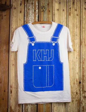 Vintage KHJ Overalls Graphic T Shirt 80s White Small