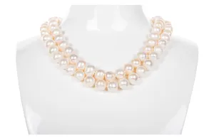 White Double Strand Layer Freshwater Pearl Necklace 10mm