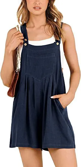 Women's Short Overalls Summer Casual Adjustable Strap Loose Short Bib Overalls Jumpsuit Rompers