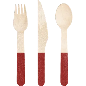 Wood Assorted Red Cutlery 6.5" | 24 ct