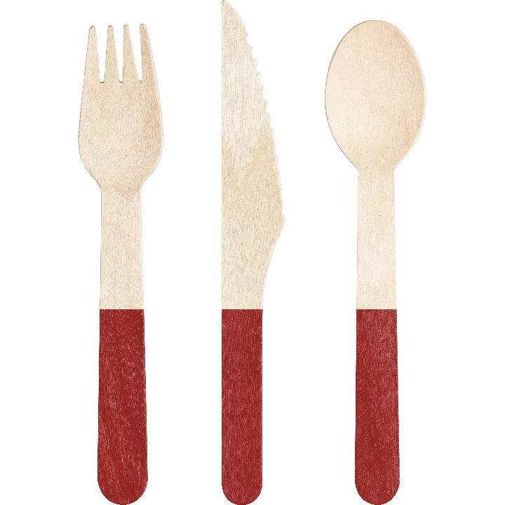 Wood Assorted Red Cutlery 6.5" | 24 ct