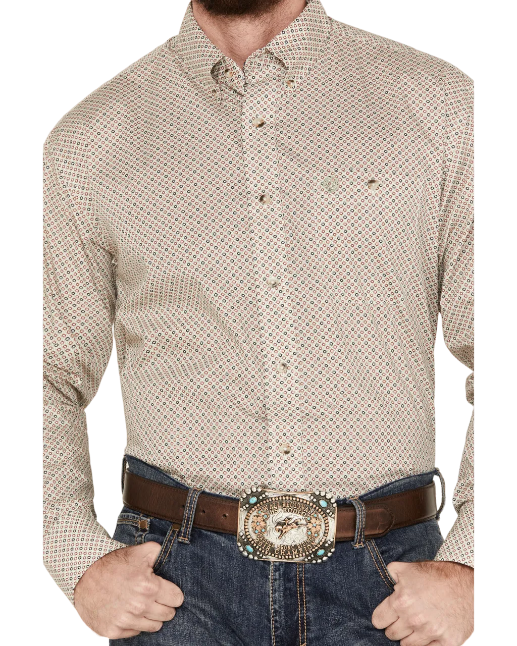 Wrangler Men's George Strait Long Sleeve Geo Print Western Shirt - Big